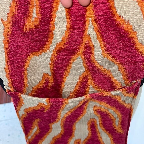 Womens Crossbody Shoulder Bag One Size Pink Orange Tapestry Flap Front Colorful - Picture 7 of 12